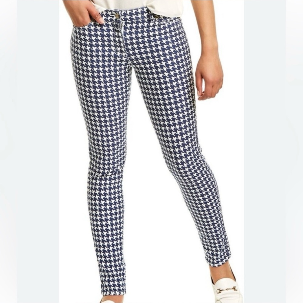 J Mclaughlin Lexi Jean Navy Houndstooth print Women’s size 2‎ Nautical Preppy